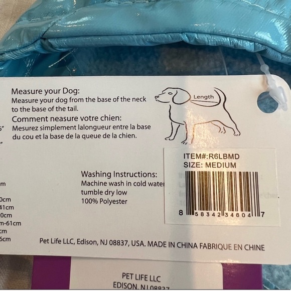 Pet Life DOG 🐩 Baby Blue PVC Waterproof Adjustable Pet Raincoat Size Medium NWT - Picture 5 of 15